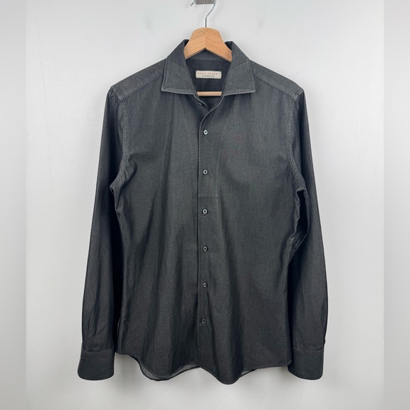 Luca Faloni Cotton Men's Grey Button Down Shirt - Picture 1 of 6